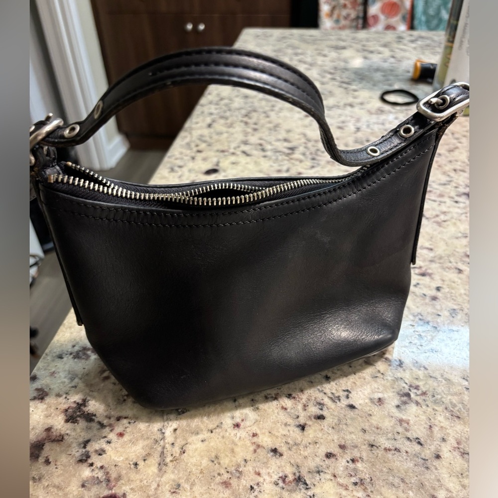 Coach Black Leather Bag Demi mini hobo bag